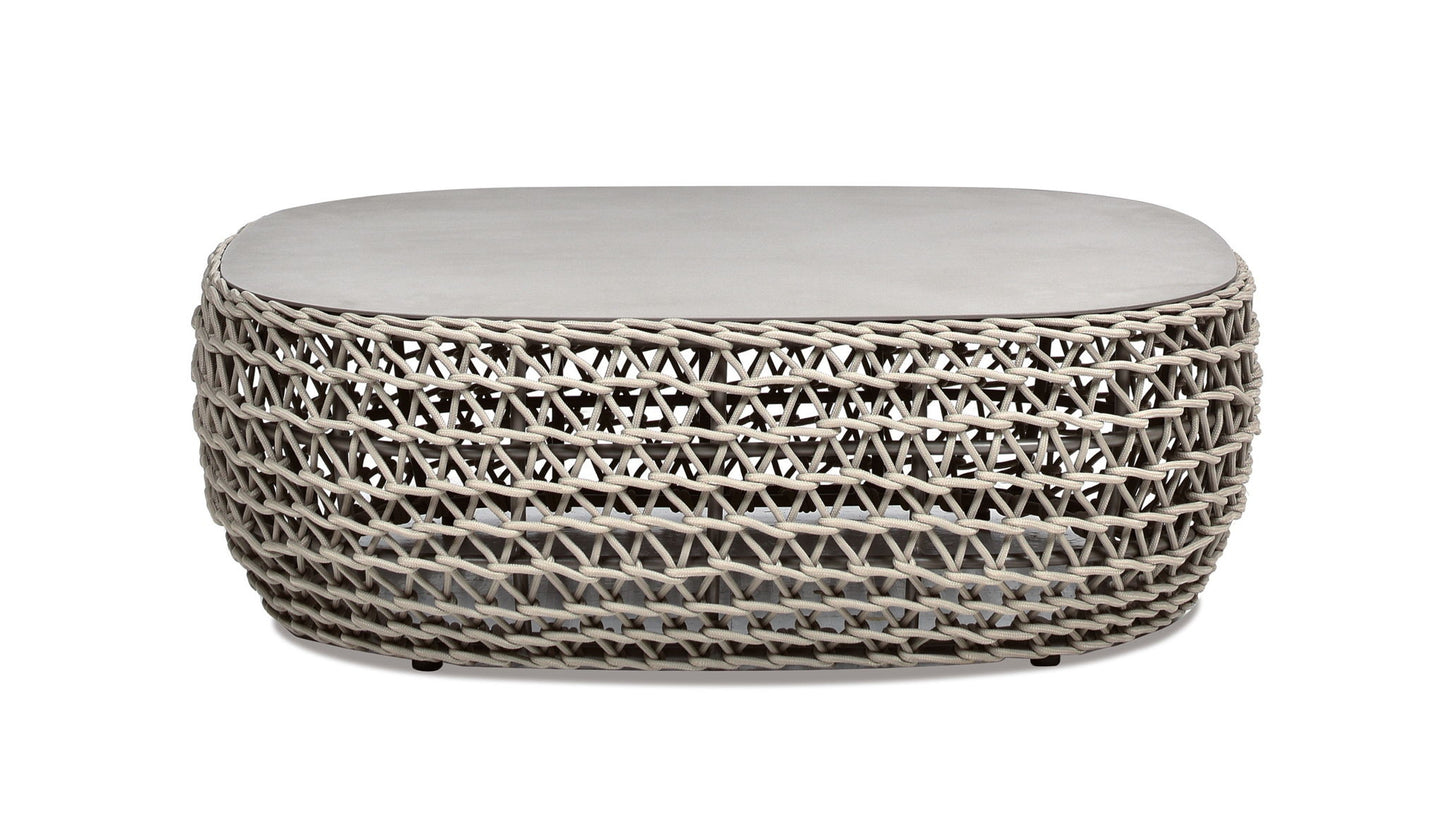 Willow - Oval Woven Patio Coffee Table, Wicker Frame
