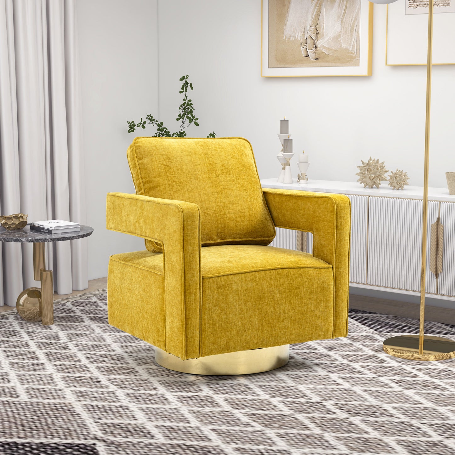 Swivel Accent Open Back Chair Modern Comfy Sofa Chair With Base