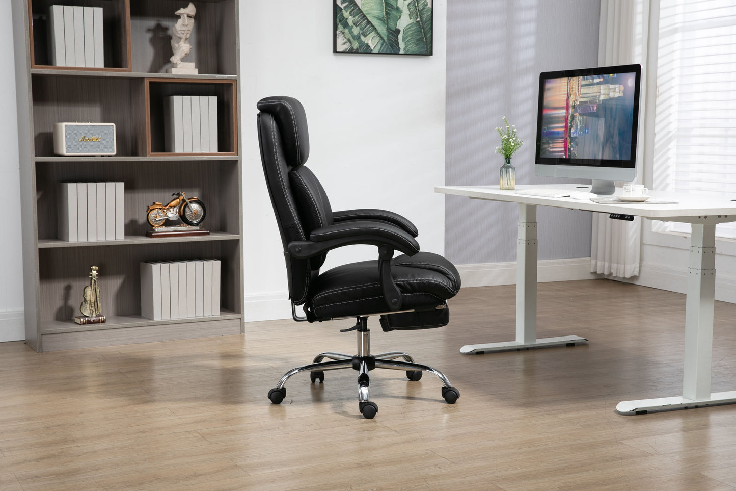 Big And Tall Office Chair, High Back Ergonomic Office Chair With Footrest, Executive Office Chair For Back Pain Relief - Black