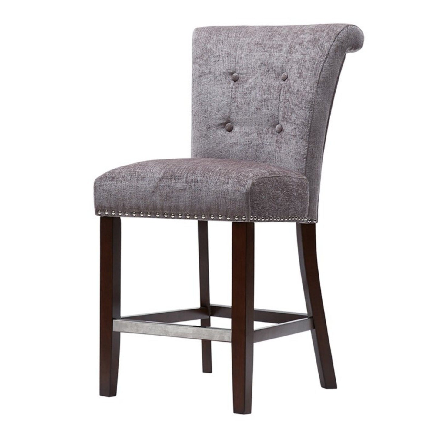 Colfax - Counter Stool With Button Tufting And Nail Heads - Gray