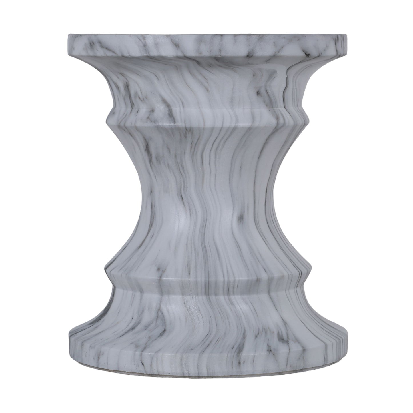 Geometric Round Outdoor End Table - Marble