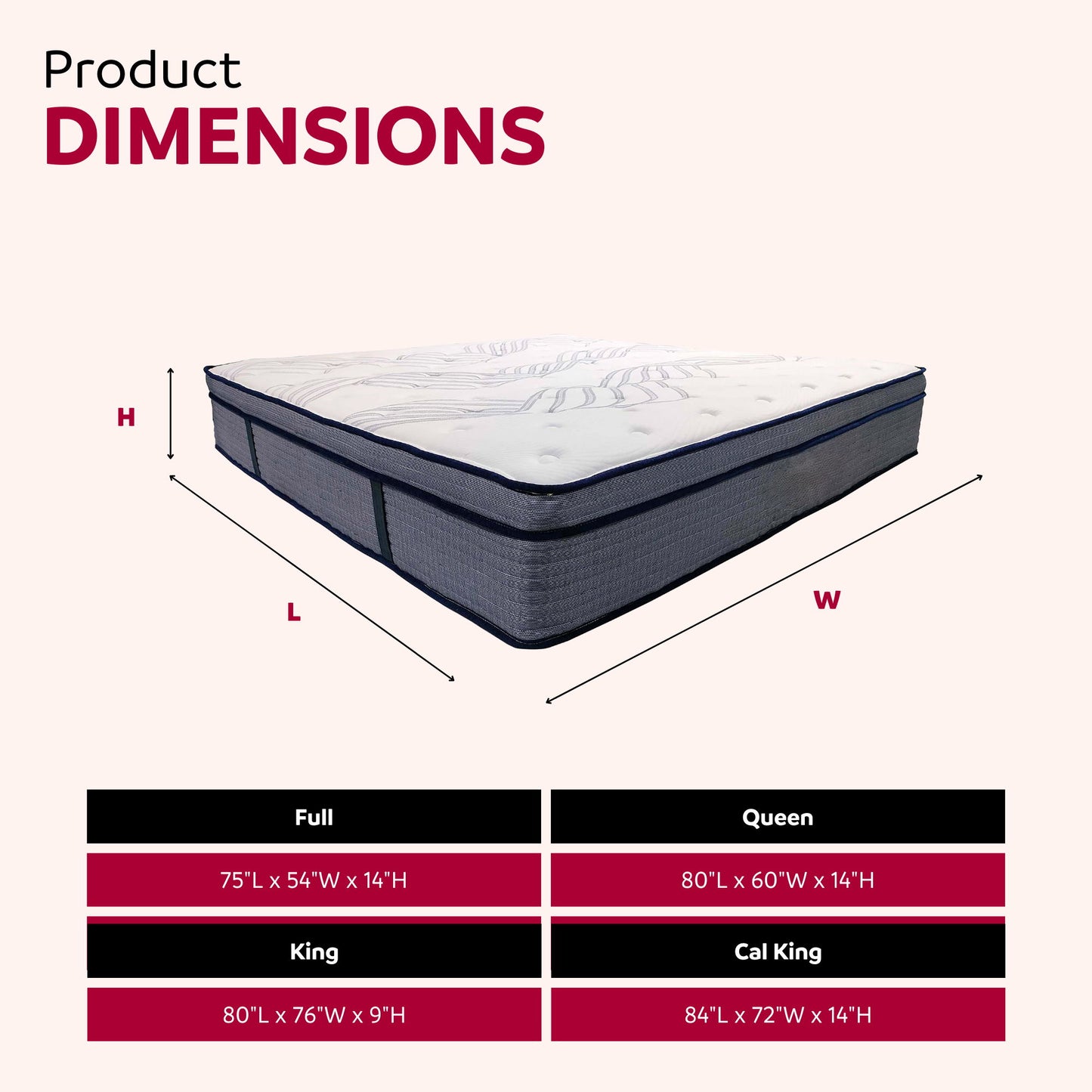 King Size Hybrid Plush Foam Mattress, Soft Polyester Knit Cover, Multi Layer Foam Mattress - White / Gray