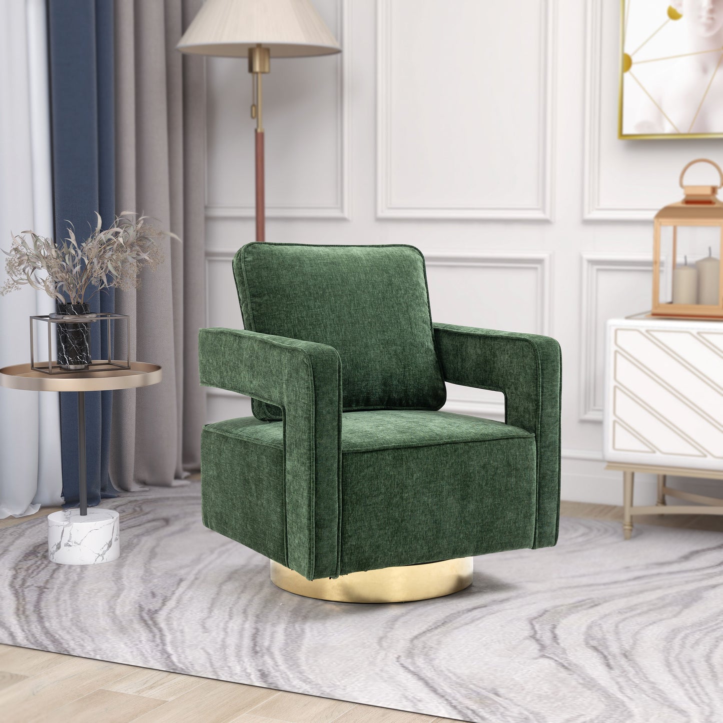 Swivel Accent Open Back Chair Modern Comfy Sofa Chair With Base