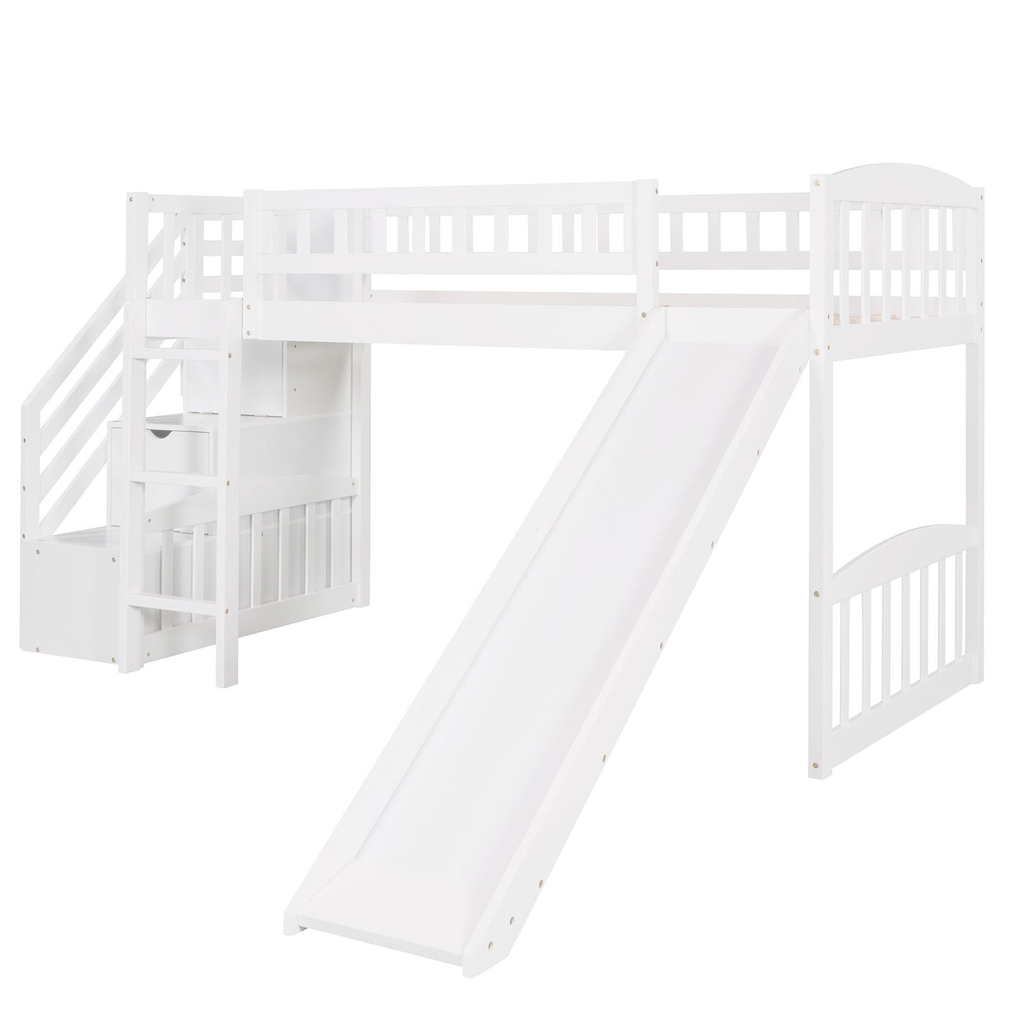 Loft Stairway Bed With 2 Drawers And Slide
