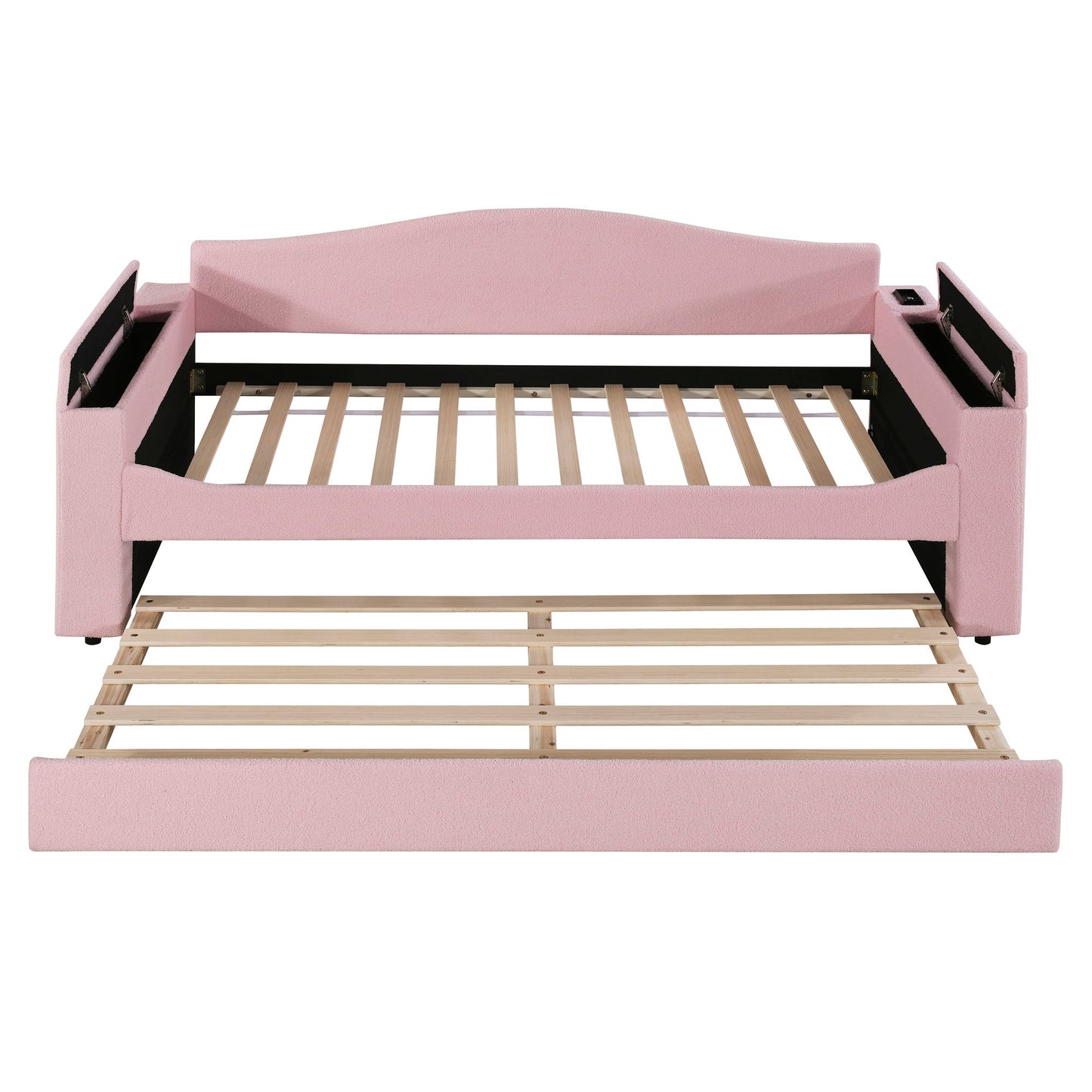 Upholstered Daybed With Storage Armrests, Trundle And Latest Integrated Bluetooth Audio System