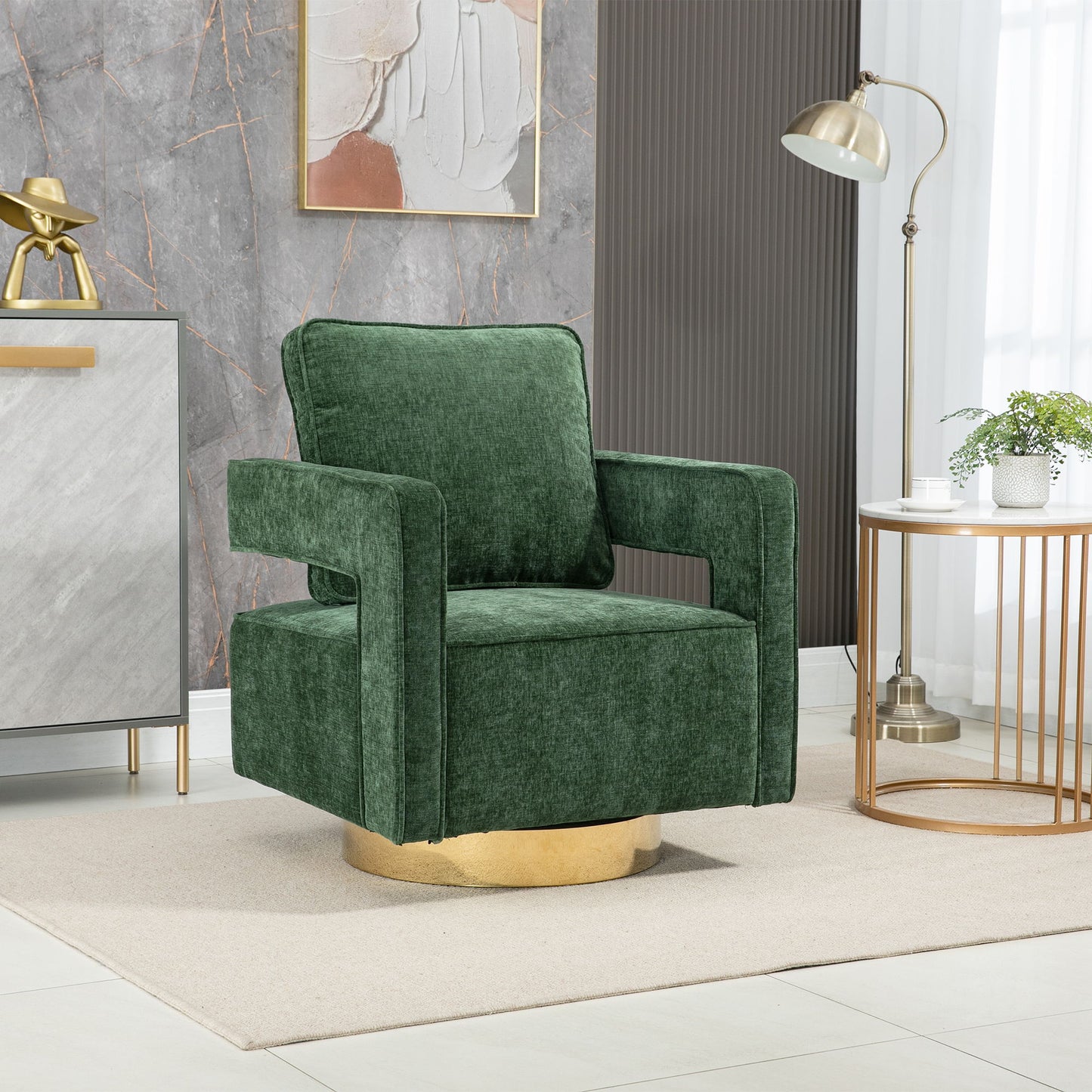 Swivel Accent Open Back Chair Modern Comfy Sofa Chair With Base