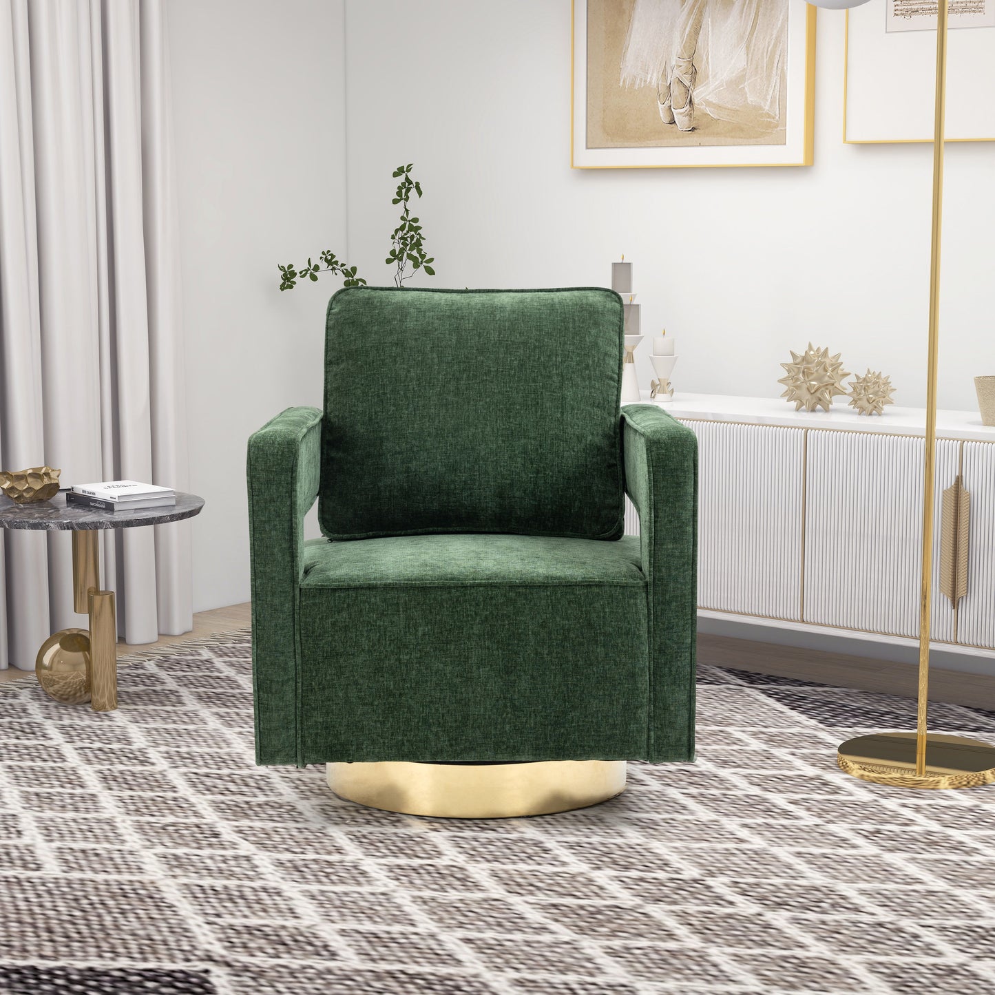 Swivel Accent Open Back Chair Modern Comfy Sofa Chair With Base
