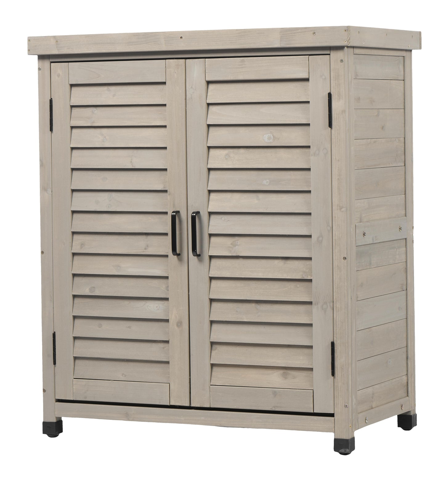 Potting Bench With Storage Cabinet And Metal Table Top For Outdoor