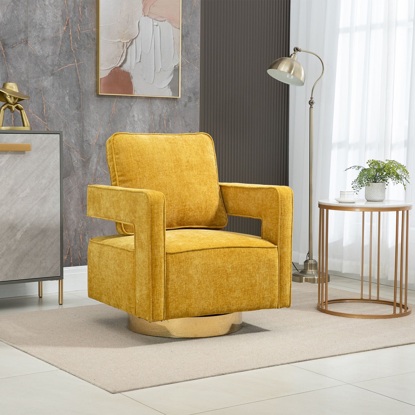Swivel Accent Open Back Chair Modern Comfy Sofa Chair With Base