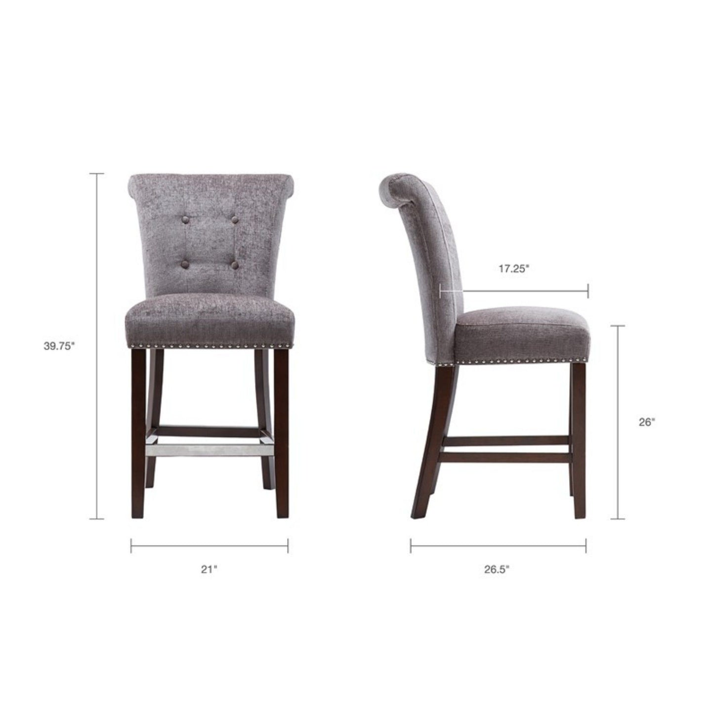 Colfax - Counter Stool With Button Tufting And Nail Heads - Gray