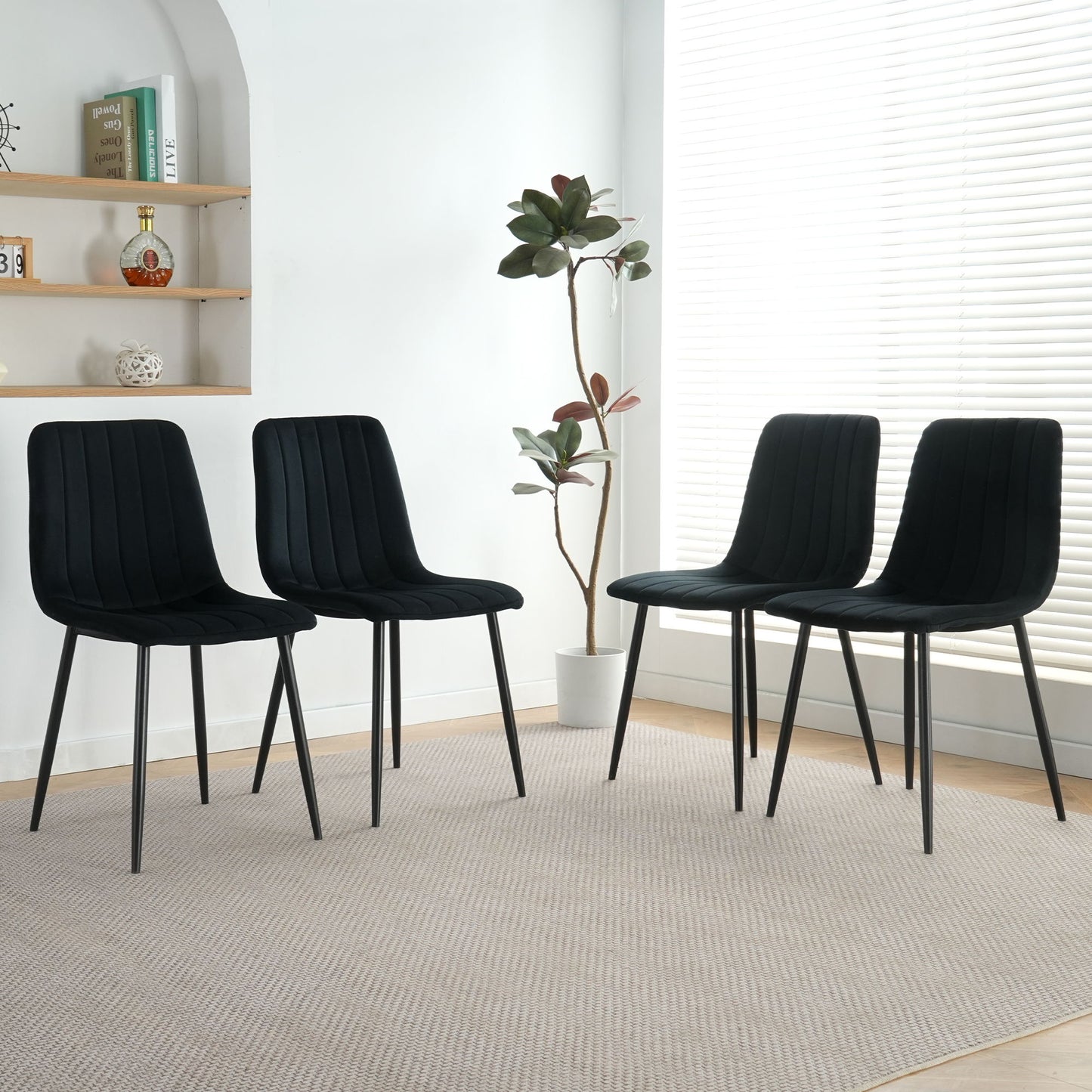 Dining Chair, Modern Kitchen Dining Chair With Cushion Back, Upholstered Side Chair With Coated Metal Legs, Family Kitchen Dining Room And Living Room (Set of 4)
