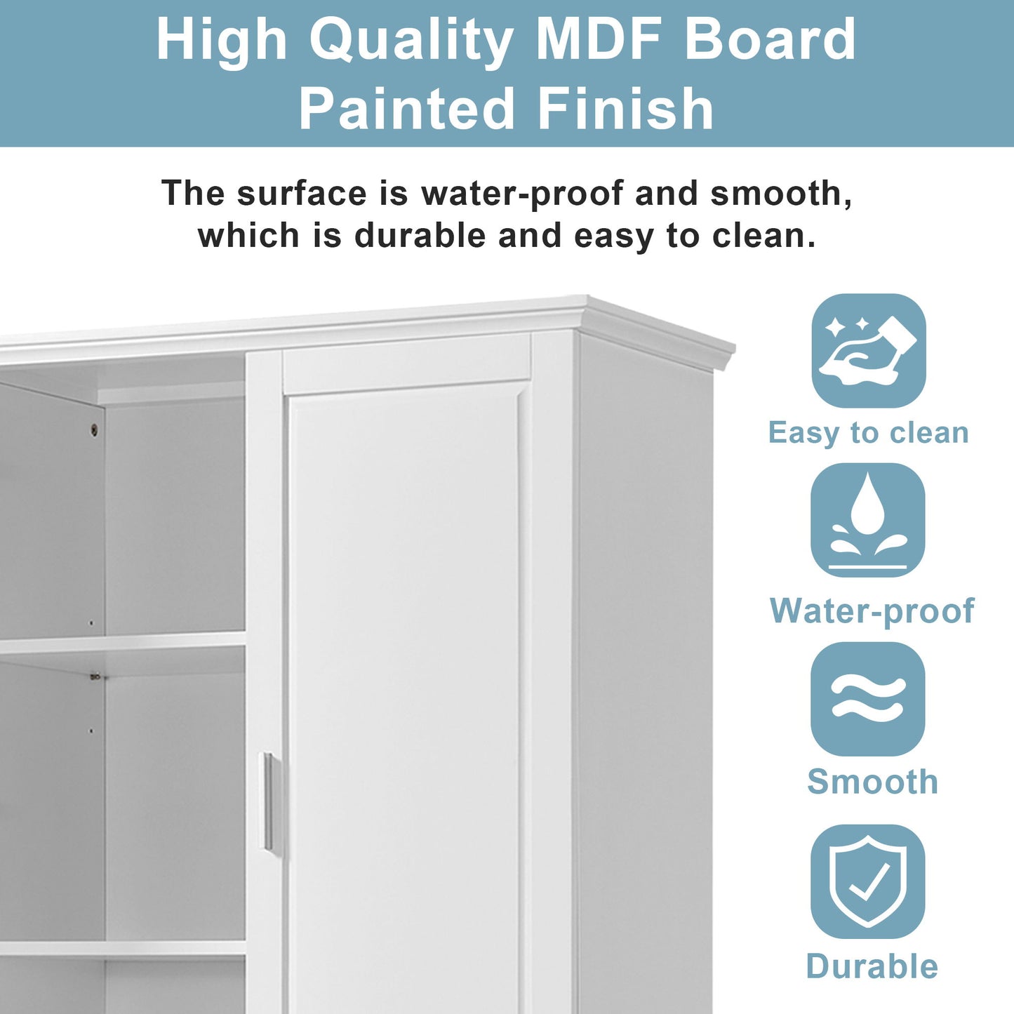 Tall Bathroom Storage Cabinet, Cabinet With 2 Doors And Drawers, Adjustable Shelf
