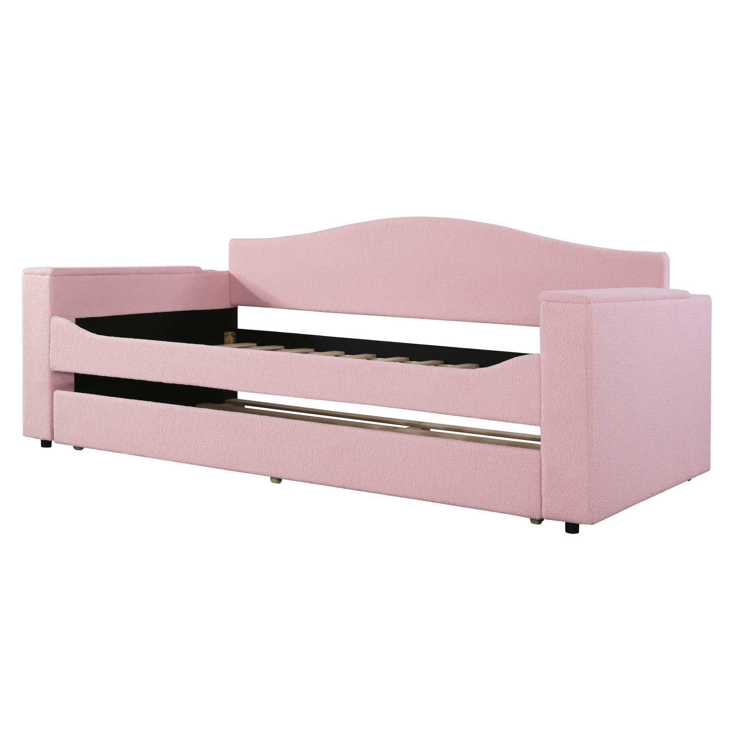 Upholstered Daybed With Storage Armrests, Trundle And Latest Integrated Bluetooth Audio System