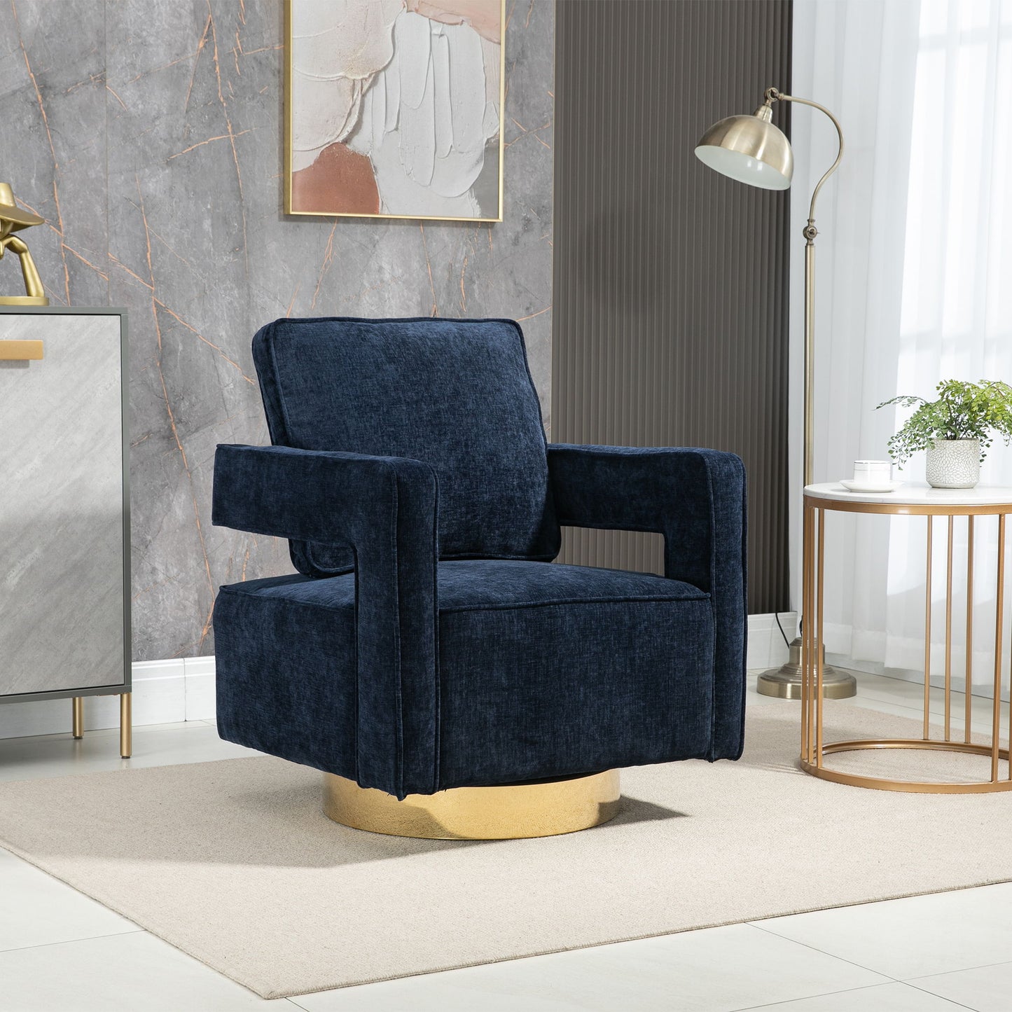 Swivel Accent Open Back Chair Modern Comfy Sofa Chair With Base