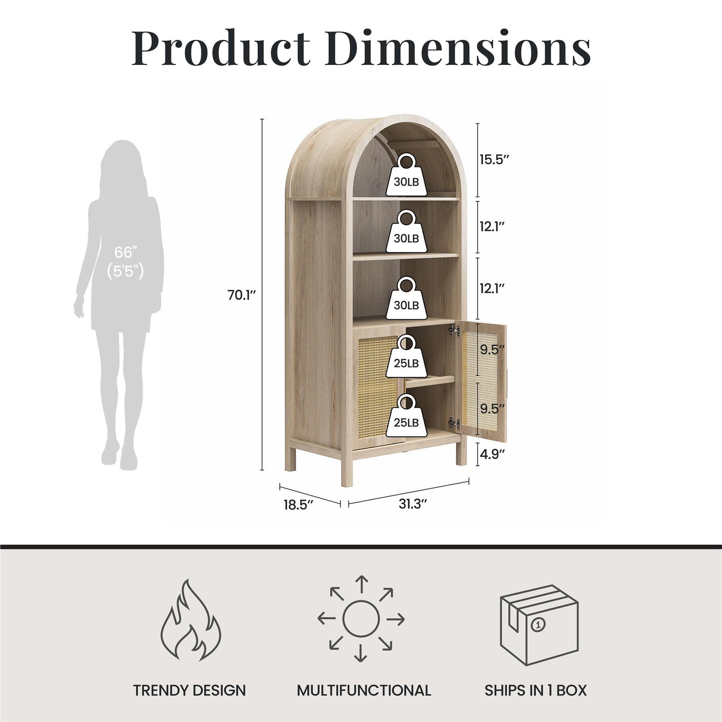 Anaya - Arched Storage Cabinet - Light Oak