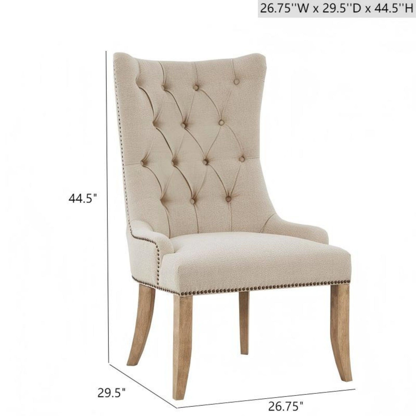 Lucas - Button Tufted Captain Accent Chair High Back - Cream