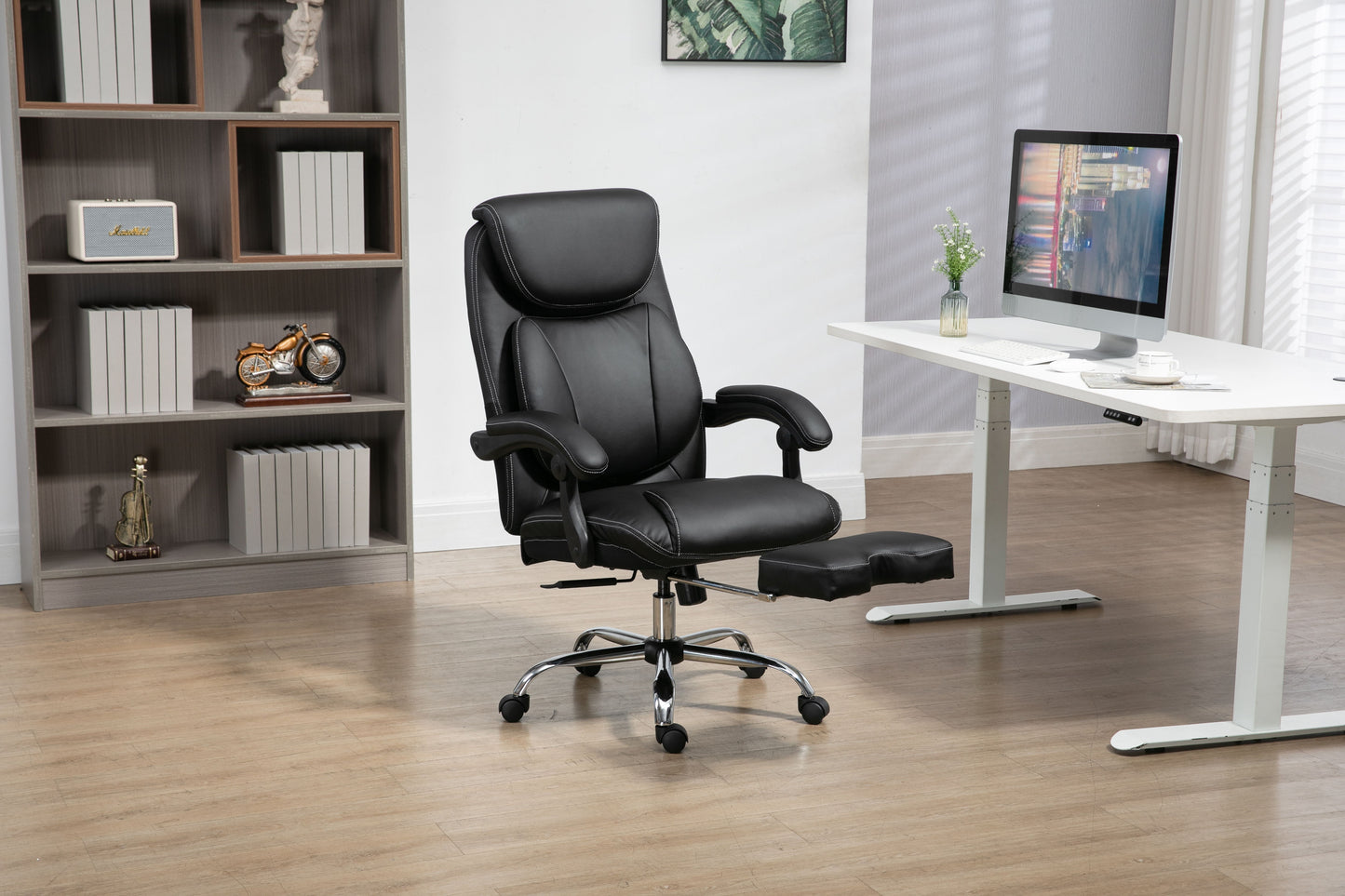 Big And Tall Office Chair, High Back Ergonomic Office Chair With Footrest, Executive Office Chair For Back Pain Relief - Black