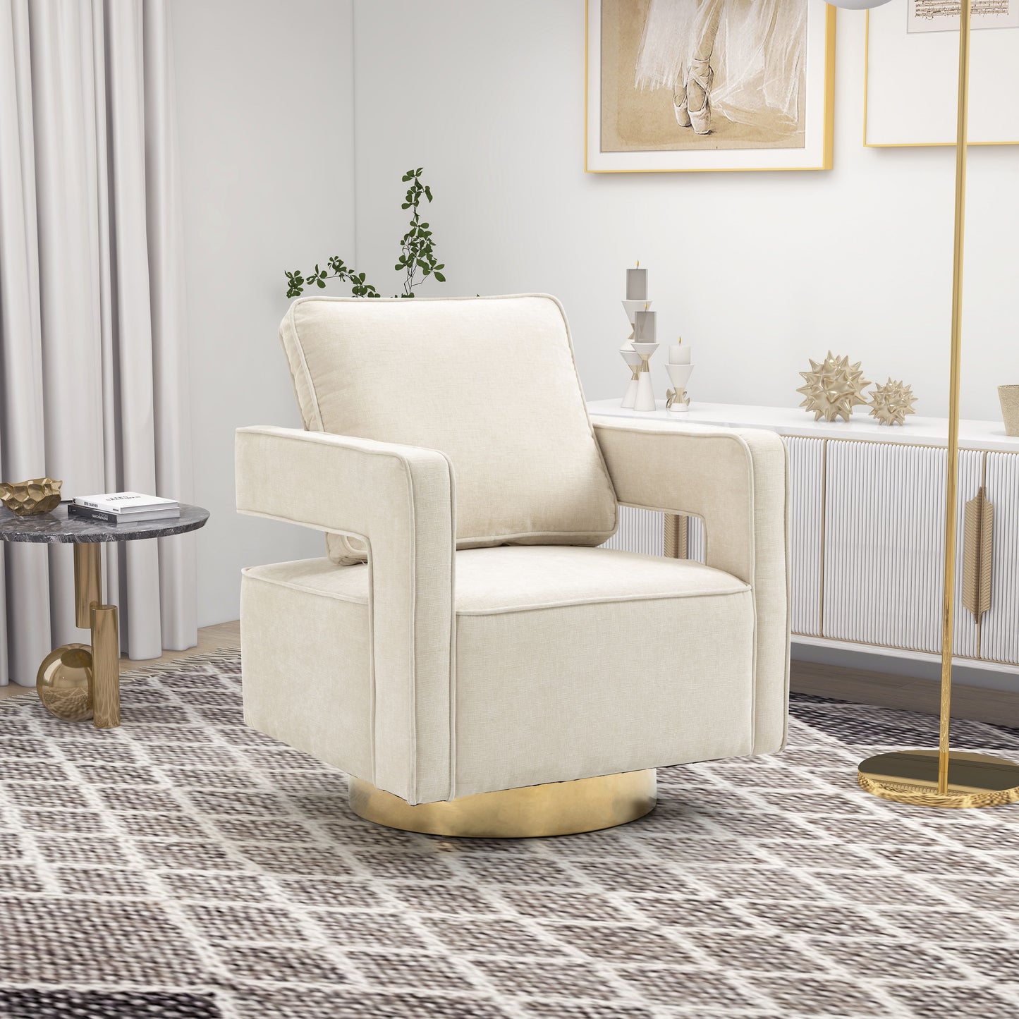 Swivel Accent Open Back Chair Modern Comfy Sofa Chair With Base