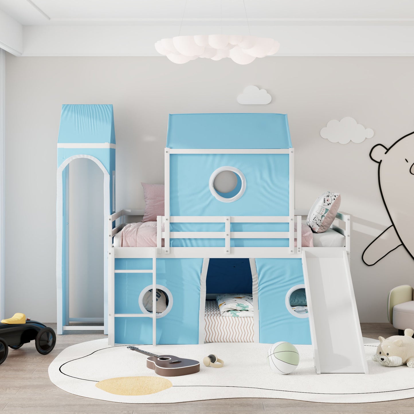 Loft Bed & Slide Tent And Tower