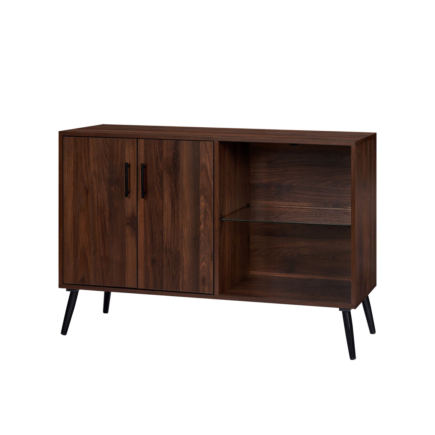 Contemporary Glass Shelf Buffet - Dark Walnut