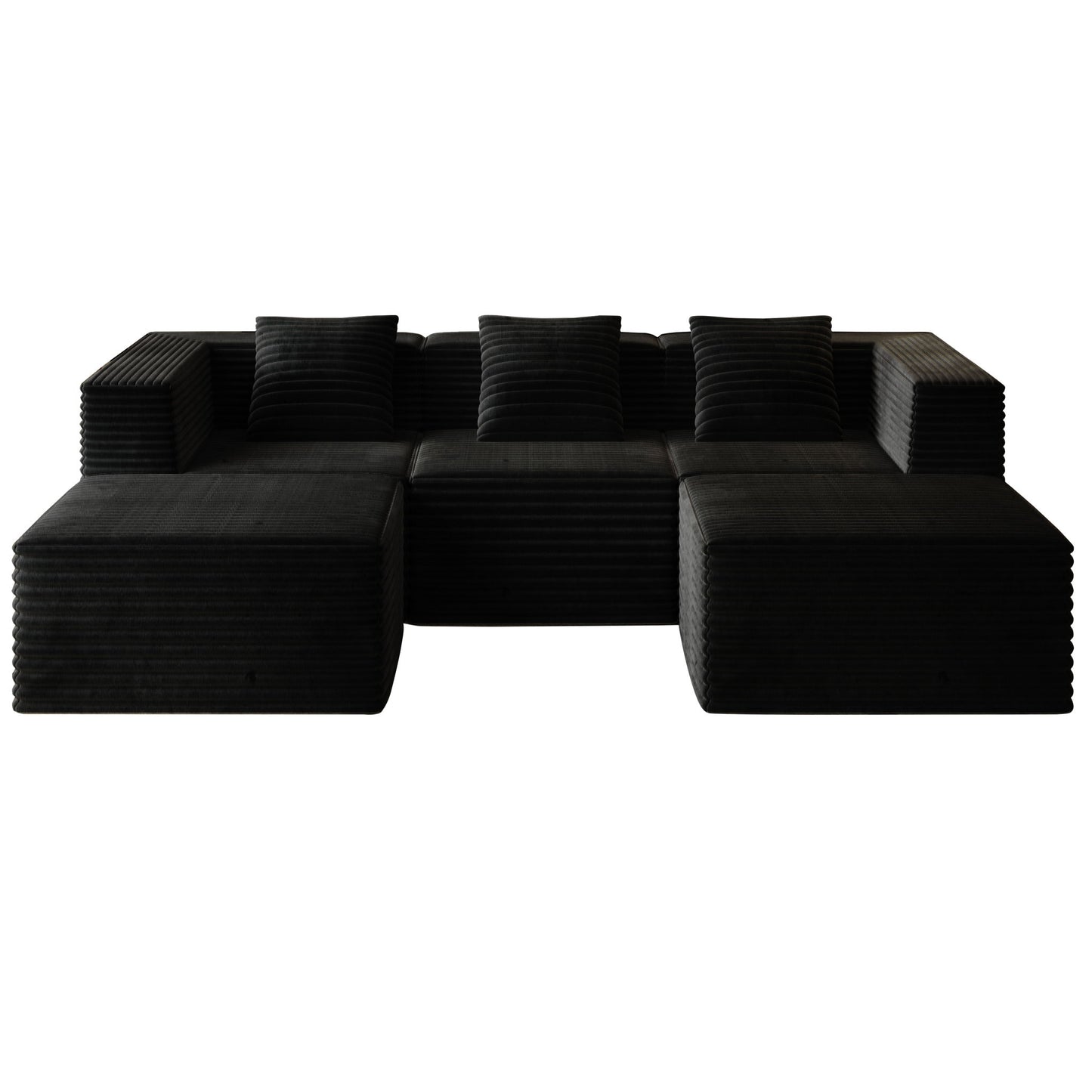 Compression Sofa With 2 Ottomans