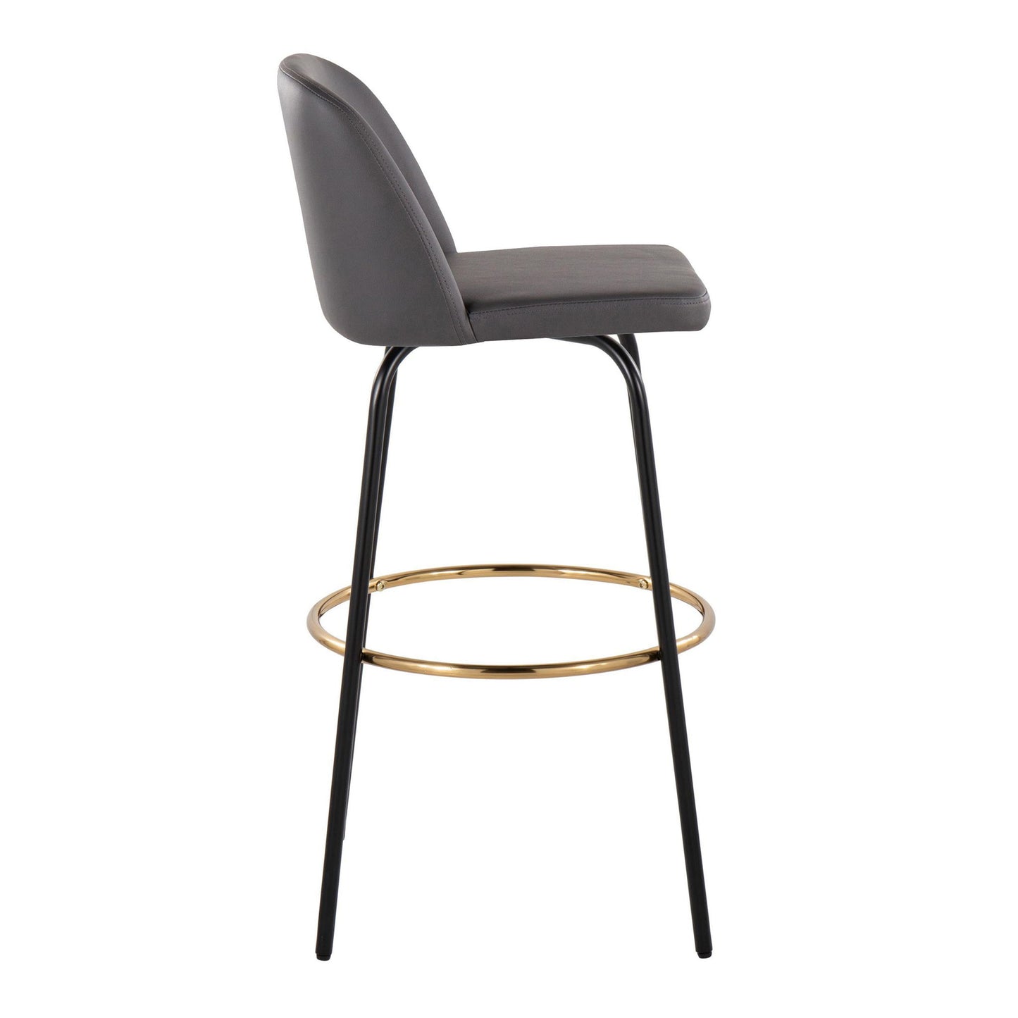 Toriano - Contemporary Fixed Height, Barstool With Swivel & Round Footrest (Set of 2)