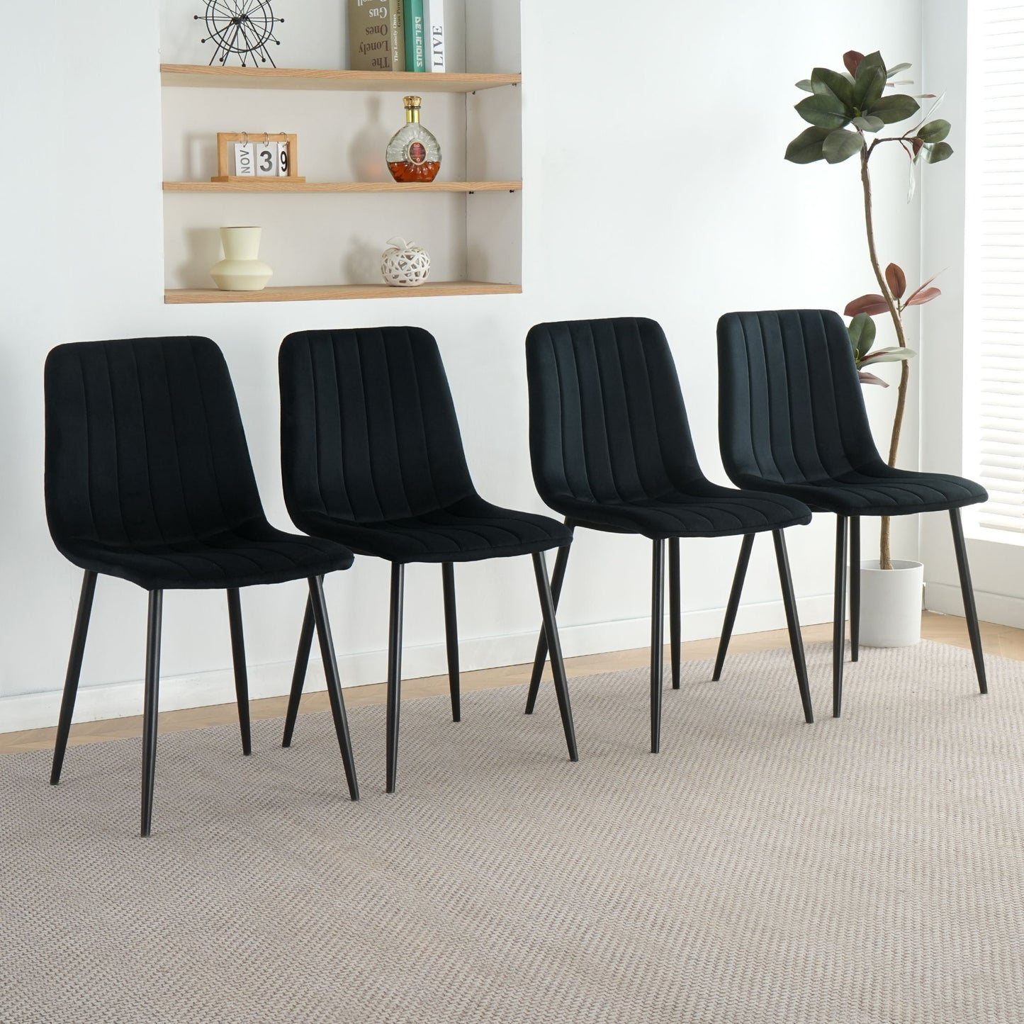 Dining Chair, Modern Kitchen Dining Chair With Cushion Back, Upholstered Side Chair With Coated Metal Legs, Family Kitchen Dining Room And Living Room (Set of 4)
