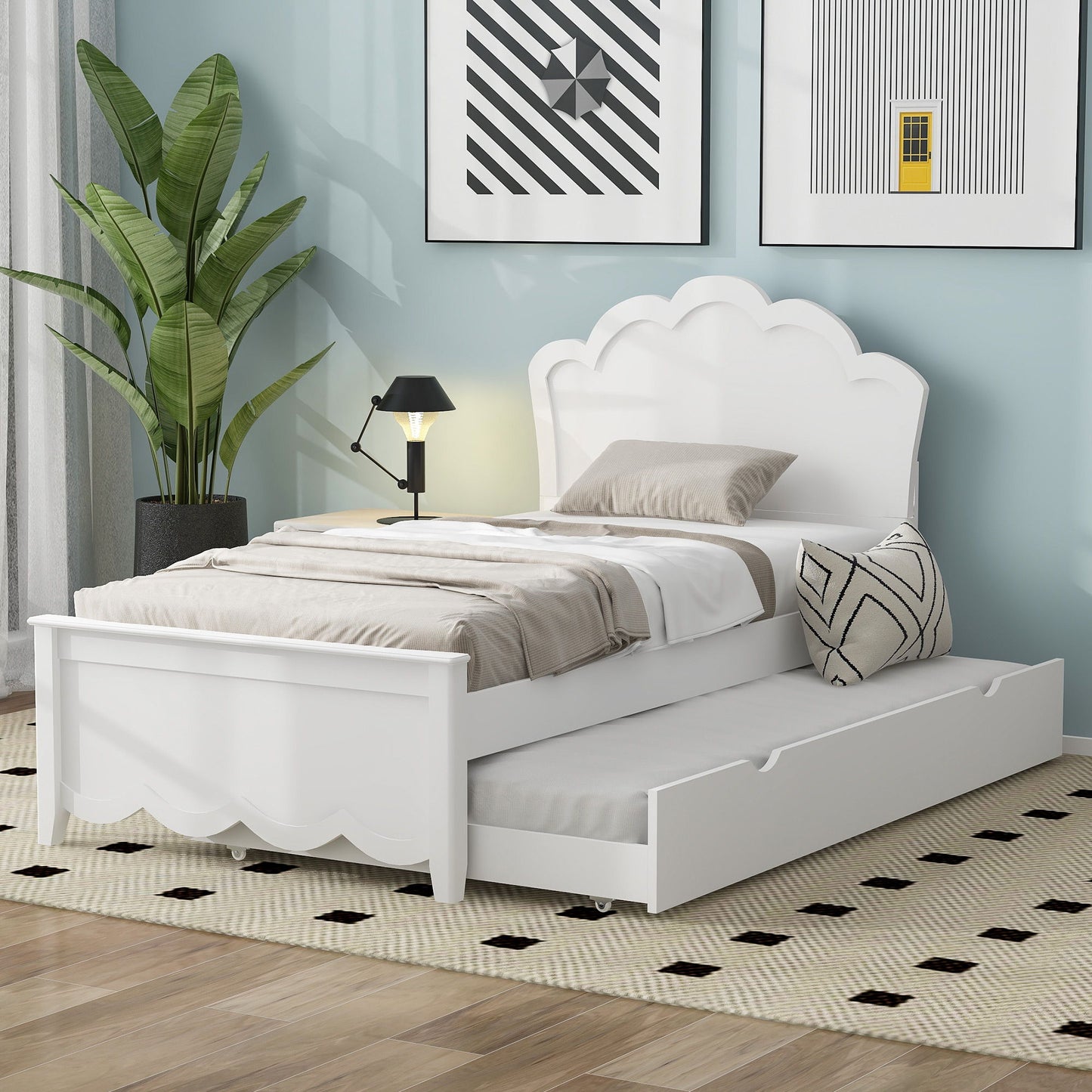Platform Bed With Headboard And Trundle