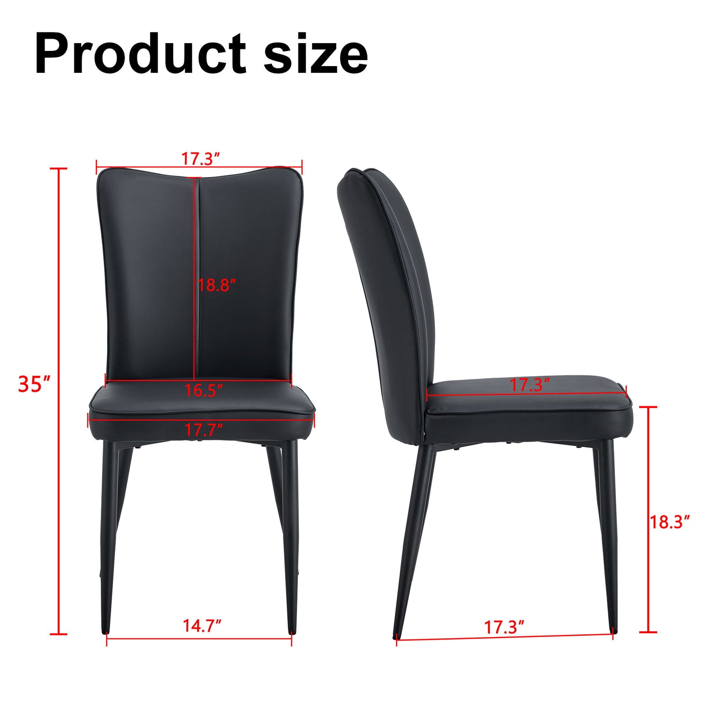 Modern Chair Set 4 Pieces With Vertical Backrest Design For Kitchen And Living Rooms - Black