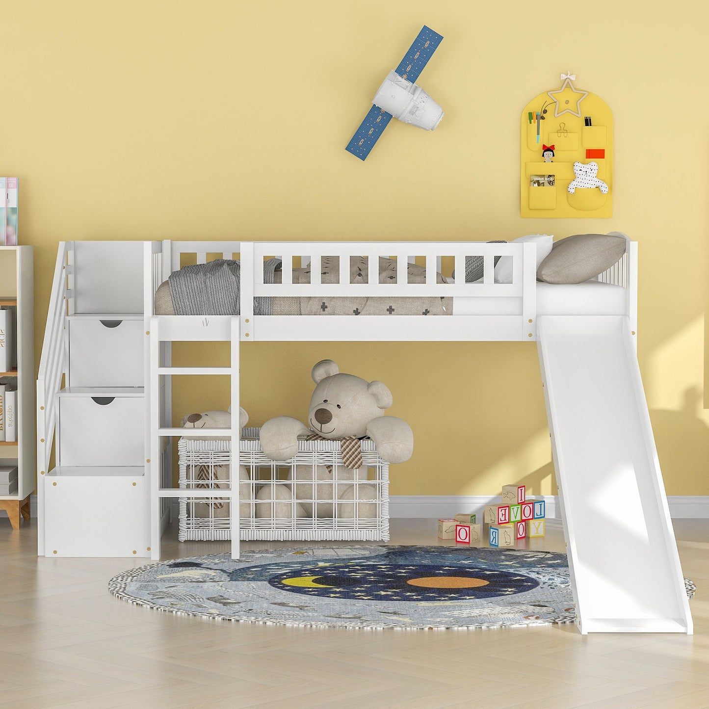 Loft Stairway Bed With 2 Drawers And Slide