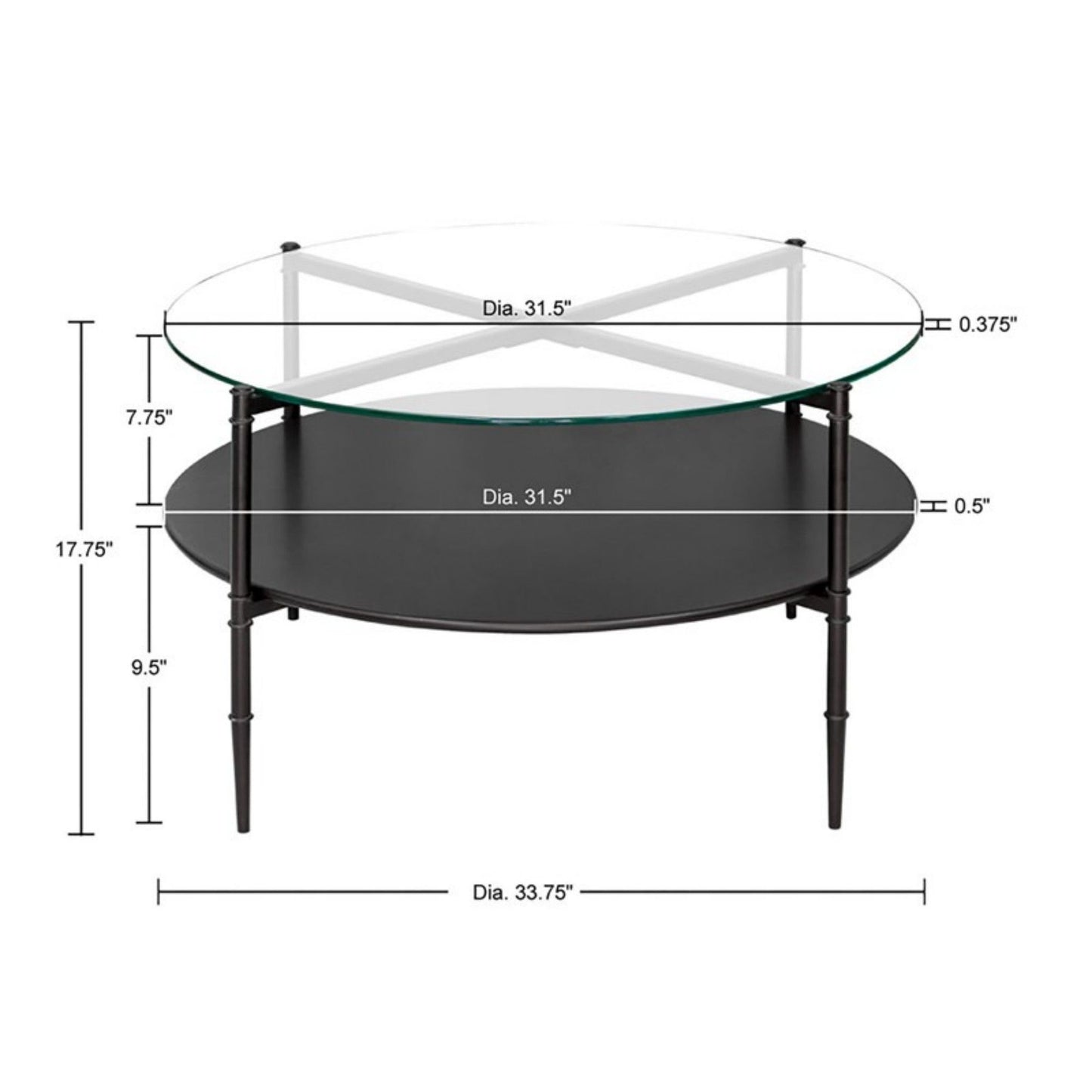 Caroline - Round Coffee Table - Black