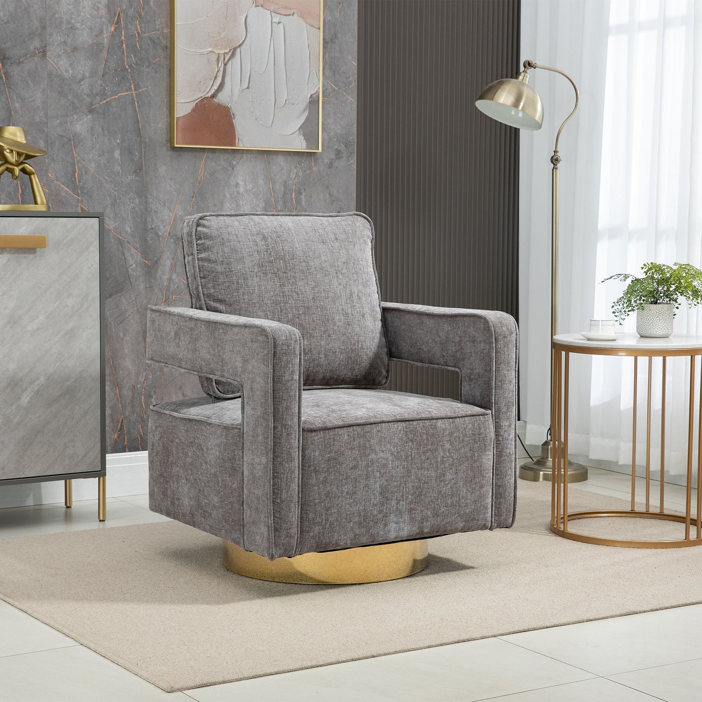 Swivel Accent Open Back Chair Modern Comfy Sofa Chair With Base