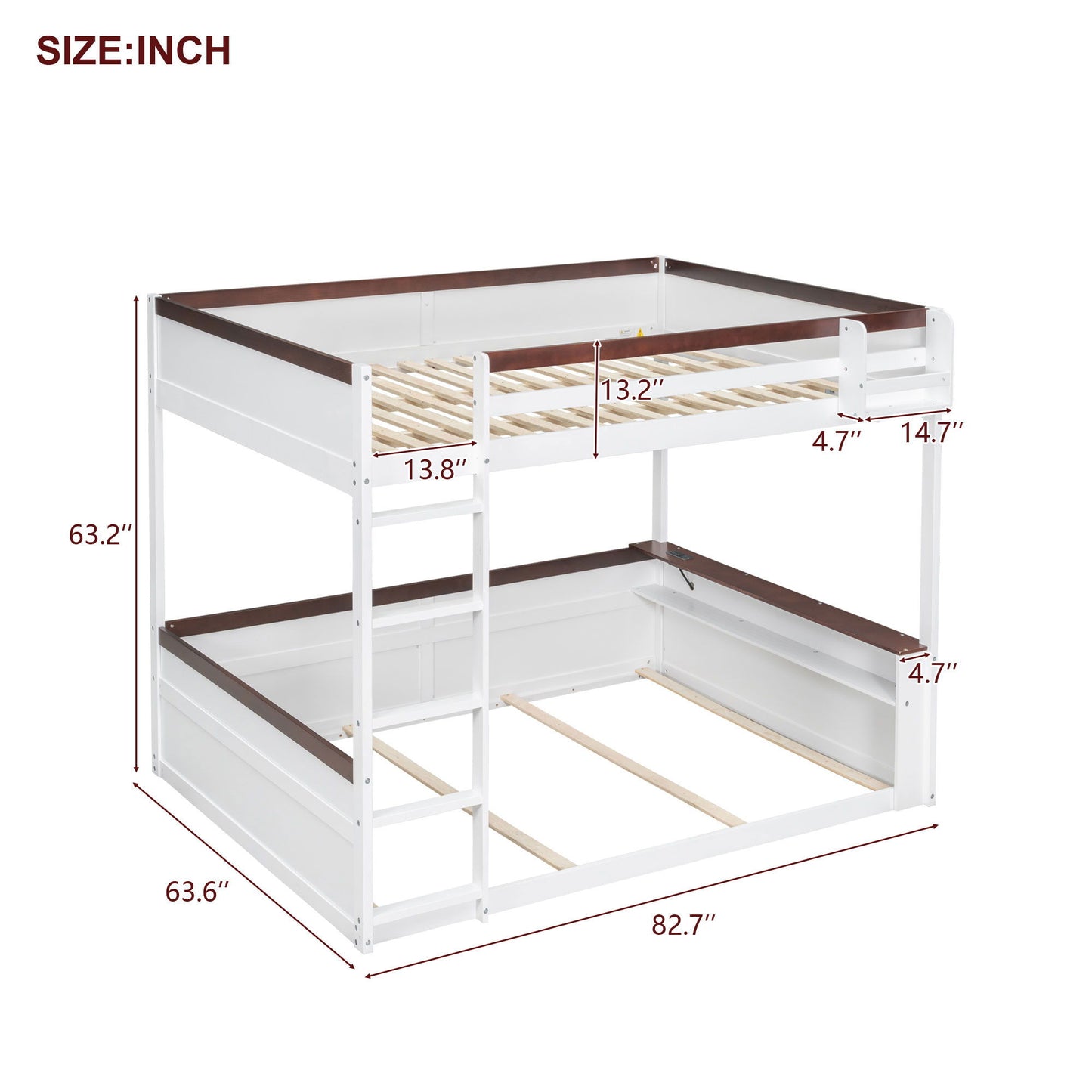 Bunk Bed With Built In Shelves, Storage Box, LED Light And USB Charging Station