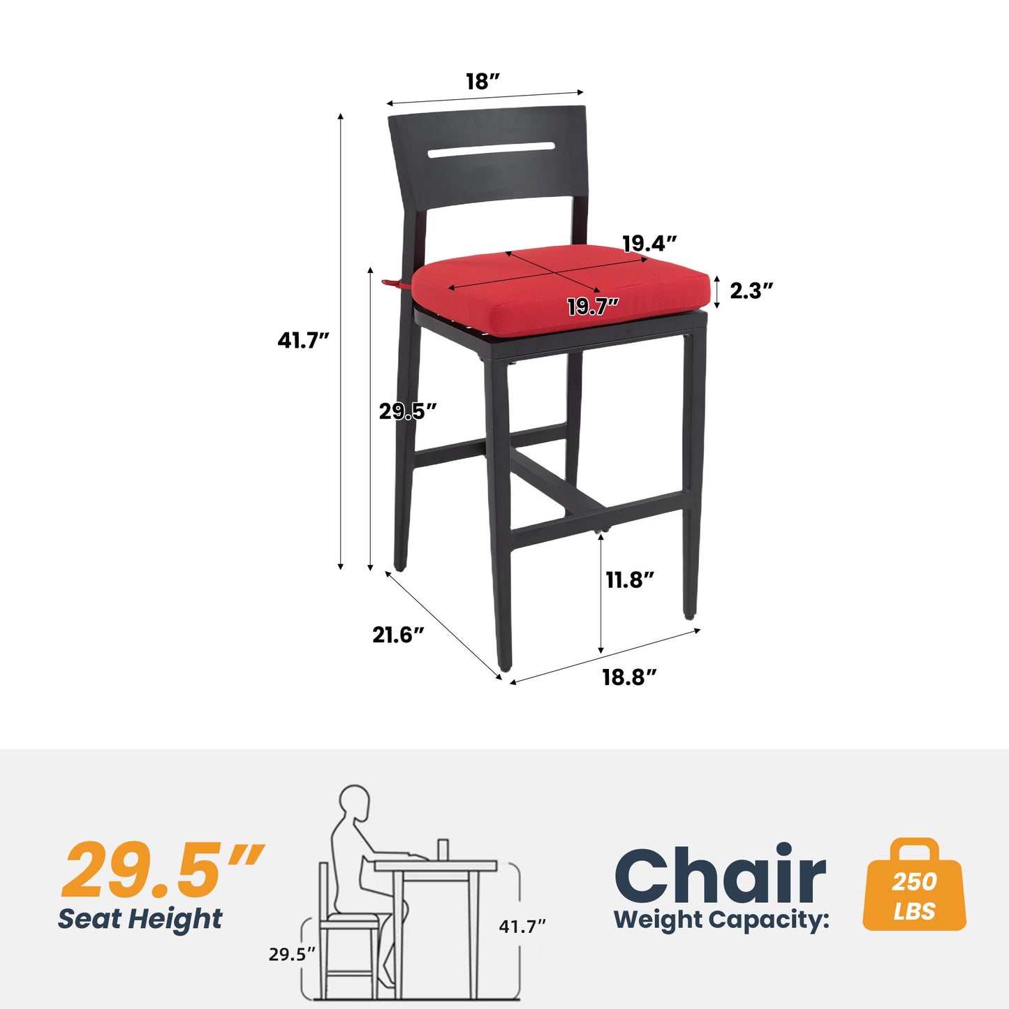 Modern Outdoor Bar Stools With Backrest And Footrest (Set of 2)