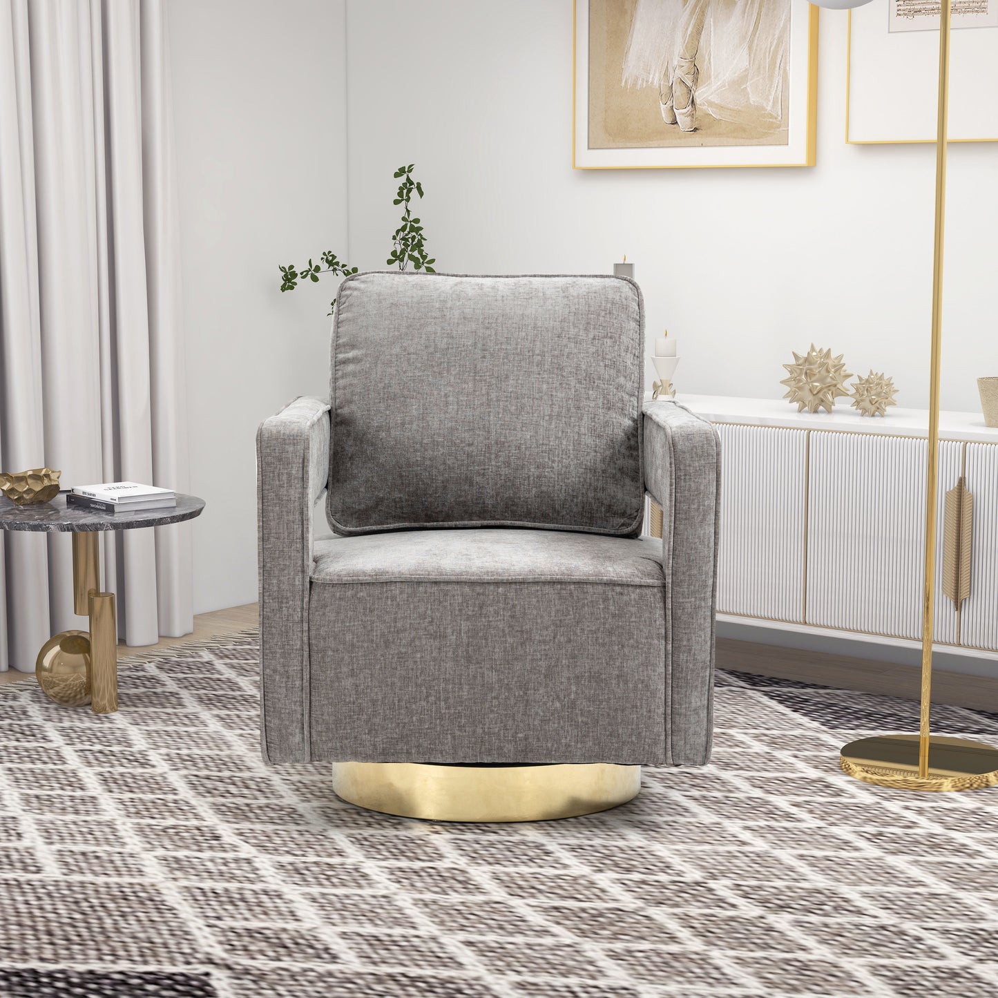 Swivel Accent Open Back Chair Modern Comfy Sofa Chair With Base