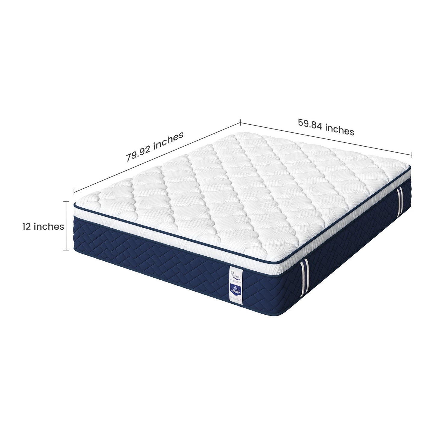 Rresta Hotel Collection - 12" Medium Firm Hybrid Mattress With 5 Zone Support For Back & Hip Relief, Fiber Free, Certipur Us Certified