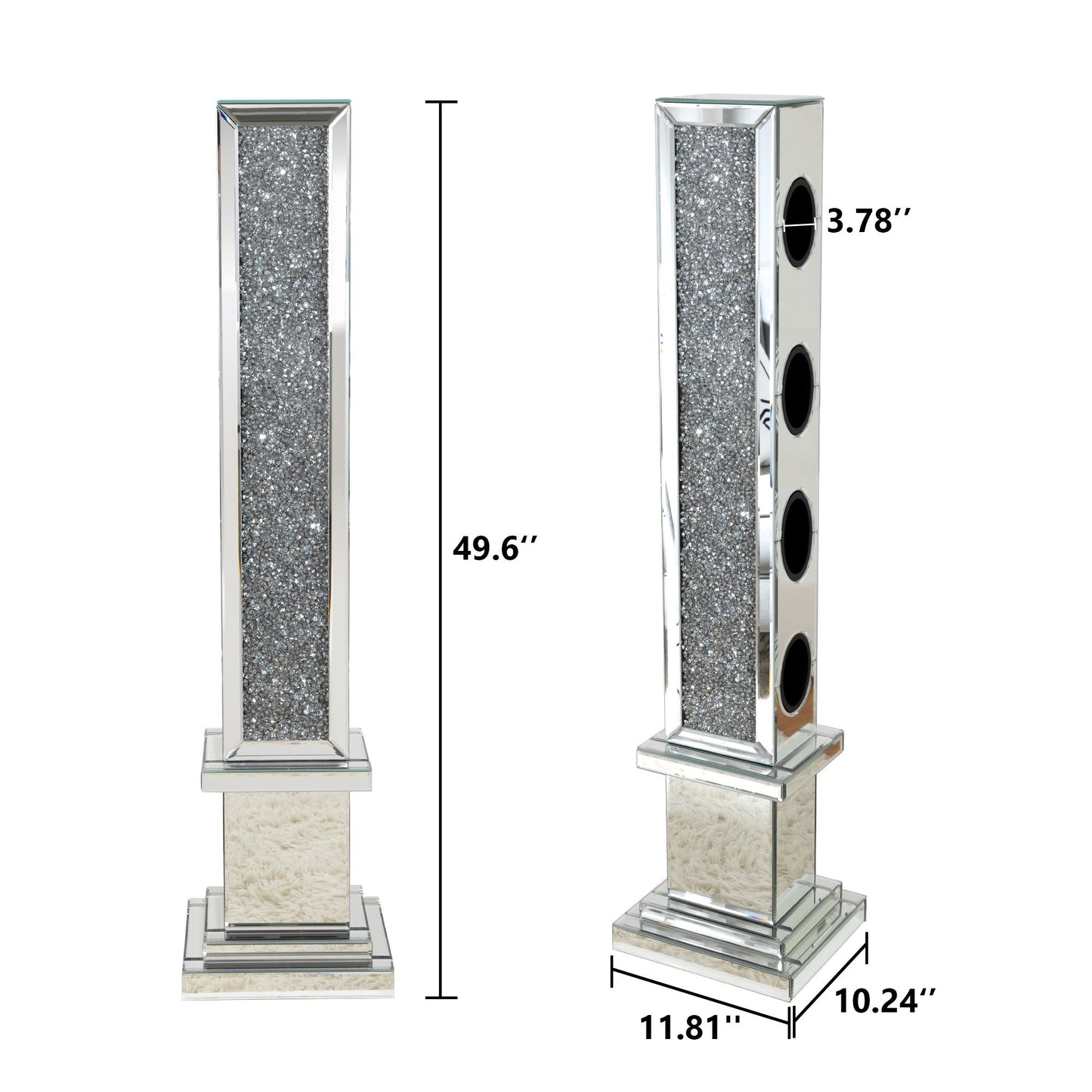 Crushed Diamond Floating Mirrored Wine Bottle Holder - Silver