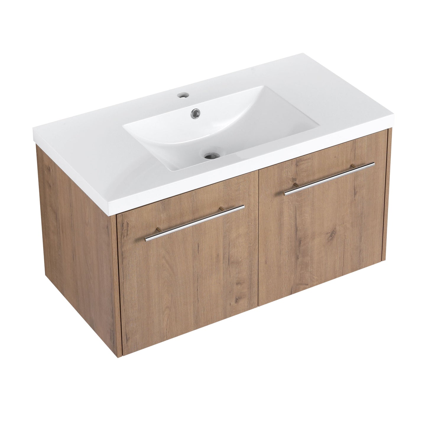 Modern Floating Bathroom Vanity With Resin Sink, Soft Close Doors