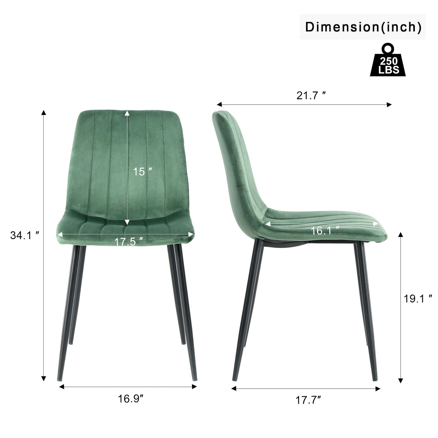 Dining Chair, Modern Kitchen Dining Chair With Cushion Back, Upholstered Side Chair With Coated Metal Legs, Family Kitchen Dining Room And Living Room (Set of 4)