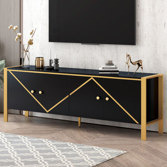 Modern Minimalist TV Stand With 2 Spacious Cabinets