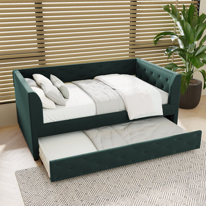 Upholstered Tufted Daybed With Trundle