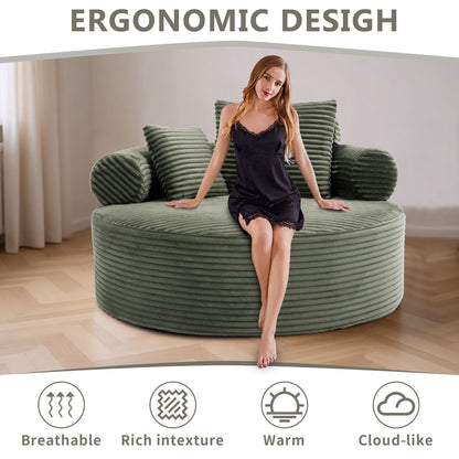 Round Sofa Bed With 3 Pillows For Living Room