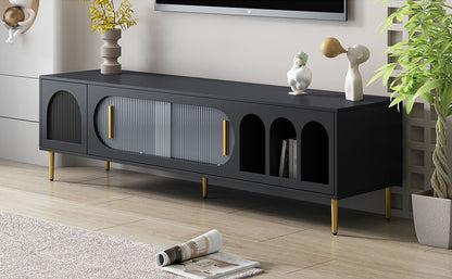 Modern TV Stand With 3 Shelves And 2 Cabinets