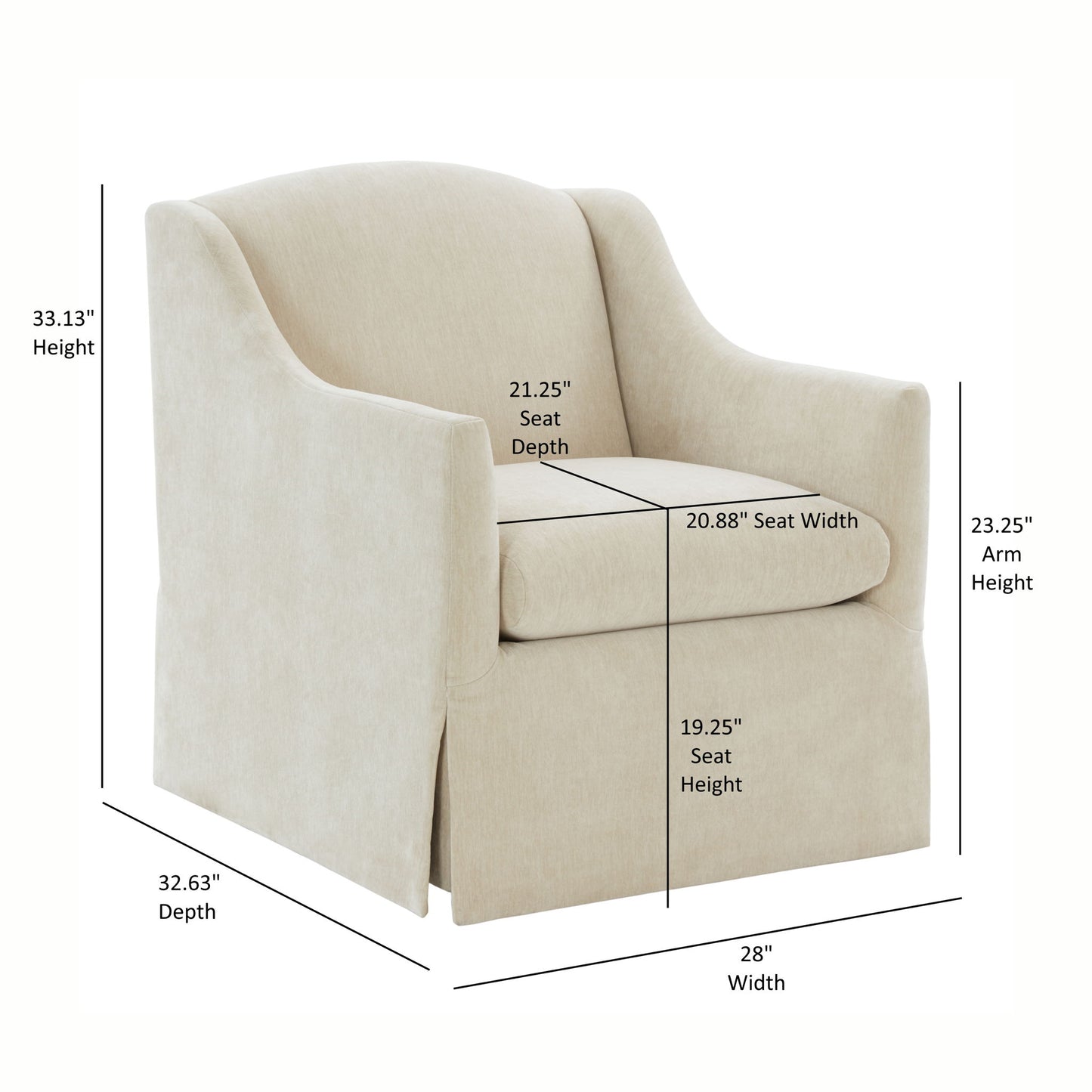 Luisa - Skirted Swivel Accent Chair