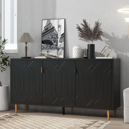 Modern TV Stand With 3 Doors And Adjustable Shelves