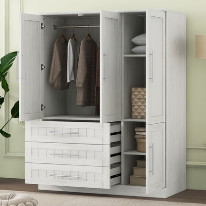 4 Door Wardrobe Armoire With 3 Drawers