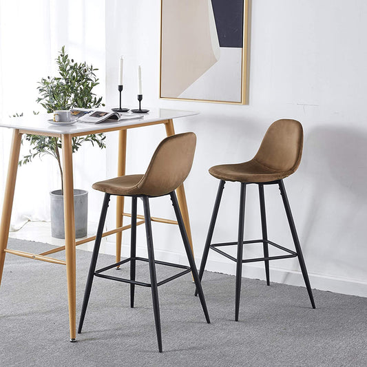 Velvet Barstool With Back (Set of 2)
