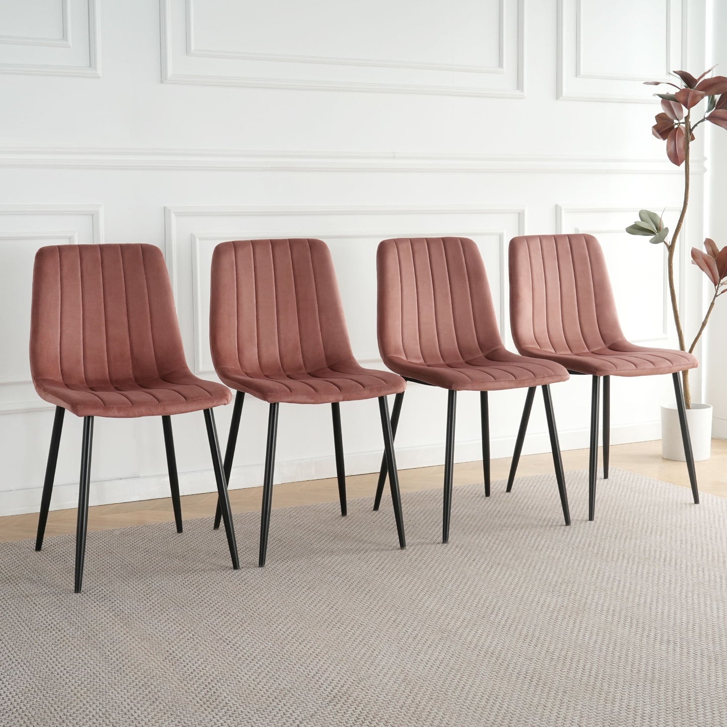 Dining Chair, Modern Kitchen Dining Chair With Cushion Back, Upholstered Side Chair With Coated Metal Legs, Family Kitchen Dining Room And Living Room (Set of 4)