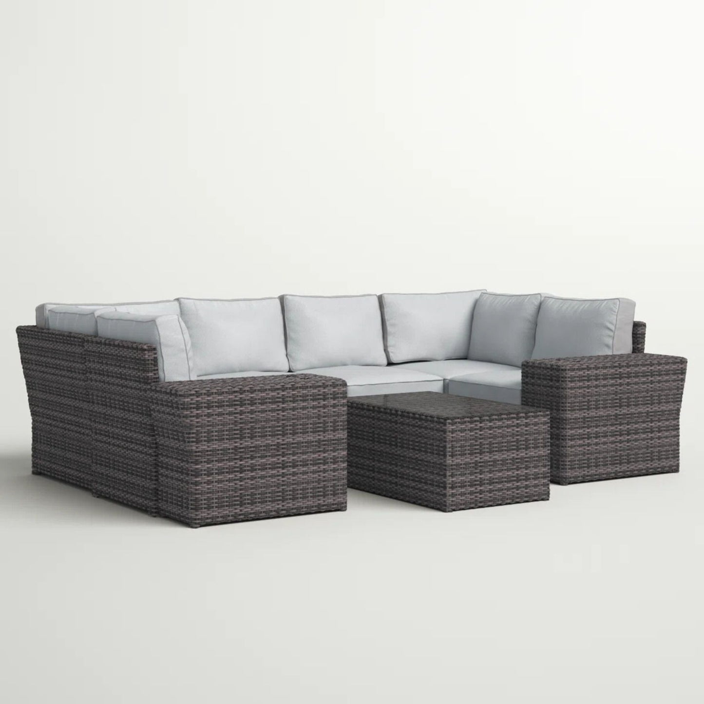 4 Person Outdoor Wicker Sofa Set With Cushions Versatile Seating - Brown