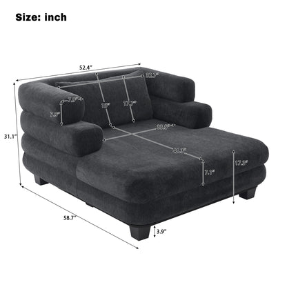 Oversized Chaise Lounge Sofa Bed With Deep Seat And Layered Armrests